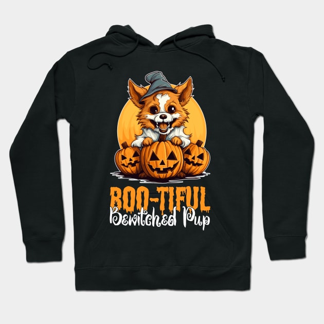 Boo-tifully Bewitched Puppy Dog Halloween Hoodie by Rosemat